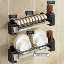 GobekUsa Kitchen Dish Drainer Rack & Tableware Holder - Wall Mounted Drying Shelf Storage