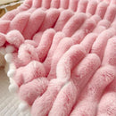 GobekUsa Luxe Faux Rabbit Fur Weighted Double Blanket for Cozy Bed Warmth