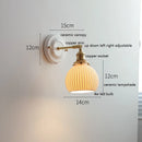 GobekUsa LED Ceramic Wall Lamp with Copper Arm for Bedroom Bathroom Mirror