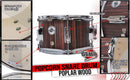 GRIFFIN Firecracker Snare Drum | Acoustic Popcorn 10" x 6" Poplar Mini Wood Shell & Black Hickory PVC | Concert Marching Percussion Musical Instrument with Deluxe Snare Throw Off, Drummers Key & Head