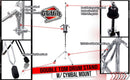 Double Tom Drum Stand with Cymbal Arm by GRIFFIN | Drummers Percussion Set Hardware with Dual Drum Mounts | Medium Duty Tom Holder with Double Braced Tripod Legs | Accommodates All Standard Cymbals