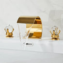GobekUsa Gold Crystal Handle Bathroom Faucet - Widespread Brass Sink Tap