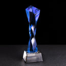 GobekUsa Blue Glass Twisted Column Trophy - Customize Competition Prize