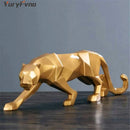 GobekUsa Leopard Geometric Resin Statue - Modern Wildlife Panther Sculpture for Home Office
