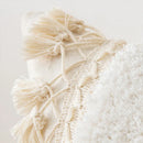 GobekUsa Ivory Cushion Cover with Pompom Tassels - Home Decor for Living Room Sofa Booth