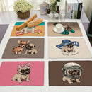 GobekUsa Cute Dog Linen Dining Mats Coasters 42*32cm Home Decor
