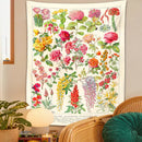 GobekUsa Botanical Floral Tapestry Wall Hanging Garden Flower Illustration Cactus Boho Hippie Dorm Decor