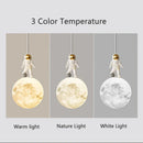 GobekUsa Astronaut Pendant Lamp: Round Moon Hanging Light for Children's Bedroom
