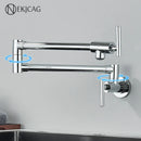 GobekUsa Double Joint Pot Filler Faucet Swing Arm Wall Mount Kitchen Tap