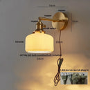 GobekUsa Ceramic LED Wall Sconce with Walnut Wood Pull Chain Switch - Nordic Style