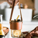 GobekUsa 450ml Glass Coffee Cup with Lid and Straw | Stylish Heat-Resistant Glass Mug