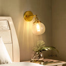 GobekUsa Clear Glass LED Mirror Light Pull Chain Copper E14 Wall Lamp