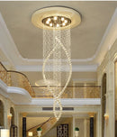 GobekUsa Crystal Chandelier: Modern LED Staircase Light Fixture for Villa Hall