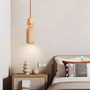 GobekUsa Cuboid Stone LED Pendant Lights Wood Yellow Travertine Interior Lighting Hanging Lamp