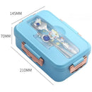 GobekUsa Kids Cartoon Bento Lunch Box with Fork Spoon, Heated 3 Grid Sandwich Snack Box