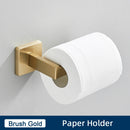 GobekUsa Brushed Gold Stainless Steel Bathroom Accessories Set: Toilet Wall Towel Bar, Paper Holder, Hook