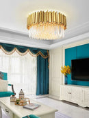 GobekUsa Golden Crystal Ceiling Light for Modern Living Room and Dining Room