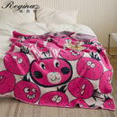 GobekUsa Kawaii Bee Pattern Cozy Blanket - Super Soft White Spot Edge Design