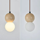 GobekUsa LED Gourd Pendant Light Fixture with Yellow Travertine and White Glass