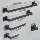 GobekUsa Black Bathroom Accessories Set: Robe Hook, Towel Rail, Shelf, Paper Holder