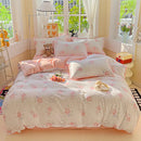 GobekUsa Cartoon Printed Bedding Set: Soft Cozy Duvet Cover, Bedsheet, Pillowcase, Single Double Bedclothes