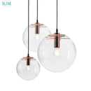 GobekUsa Glass Globe Chrome Pendant Light - Nordic Style Hanging Lamp