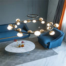 GobekUsa Gold Balls LED Chandelier: Art Deco Round Lighting with Acrylic Balls for Home Décor