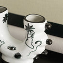 GobekUsa Graffiti Ceramic Vase U-Shape Hand-Painted Abstract Handicraft Floral Arrangement Accessory