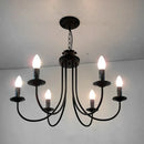 GobekUsa Black Curved Arm LED Chandelier: Classic Wrought Iron Candle Lighting Fixture