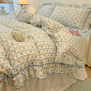 GobekUsa Korean Princess Floral Print Bedding Set in Washed Cotton for Girls