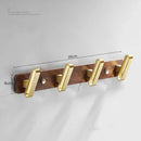 GobekUsa Brushed Gold Wood and Aluminum Robe Hook Towel Hanger for Bathroom and Kitchen