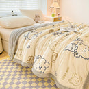 GobekUsa Cartoon Print Three-Layer Velvet Blanket for Cozy Winter Bedding