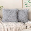 GobekUsa Cozy Plush Fur Cushion Cover 43x43cm White Grey Sofa Decor Pillowcase