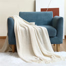 GobekUsa Cozy Nordic Knit Sofa Blanket with Tassels & Fleece Throw