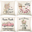 GobekUsa Lavender Flower Linen Pillowcase for Sofa Car, Living Room Decor, Throw Pillow Case