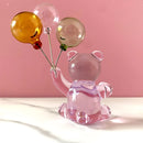 GobekUsa Crystal Bear with Balloons Glass Figurine: Charming Home Table Decor - Kids Birthday Gift