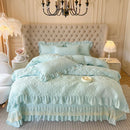 GobekUsa Korean Princess Style Quilted Bedding Set with Lace Ruffles 200x230cm