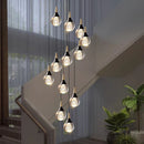 GobekUsa Crystal Chandelier Stair Pendant Lamp Living Room Interior Lighting
