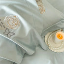 GobekUsa Blue Butterfly Flower 600TC Egyptian Cotton Duvet Cover Set