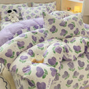 GobekUsa Cartoon Cat Floral Duvet Cover Set - Pink Kids Girls Bedroom Decor