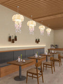 GobekUsa Jellyfish Silk Chandelier: Romantic Pendant Light for Living Room Bedroom Dining Room