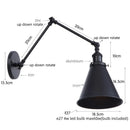 GobekUsa LED Long Arm Wall Lamp with Pull Chain Switch for Home Hotel Bathroom