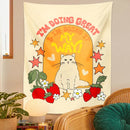 GobekUsa Cute Cat Star Strawberry Tapestry Wall Hanging for Boho Home Decor