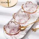 GobekUsa Japanese Style Glass Plates with Golden Border - Set of 3 | Mini Seasoning Dessert Bowls
