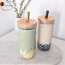 GobekUsa Glass Boba Smoothie Cup with Bamboo Lid & Stainless Steel Straw