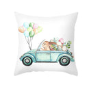 GobekUsa Easter Rabbit & Eggs Pillowcase: Festival Home Decor Flower Bunny Print Cushion Cover