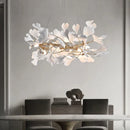 GobekUsa Leaf Branch Ceramic Chandelier | Modern Golden Lighting Fixture for Living Room