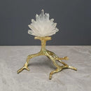 GobekUsa Crystal Stone Golden Bird Metal Tree Sculpture Room Decoration
