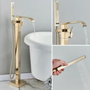 GobekUsa Brushed Gold Tub Shower Faucet Floor Mounted Waterfall Mixer Tap