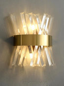 GobekUsa Art Deco Stainless Steel Crystal LED Wall Sconce Black Gold Bedroom Corridor